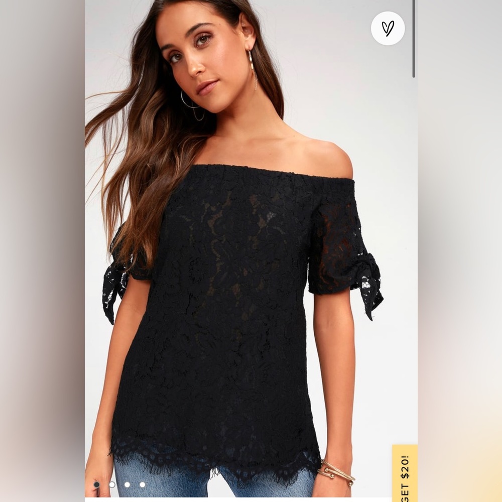 Lulus black off shoulder lace top
